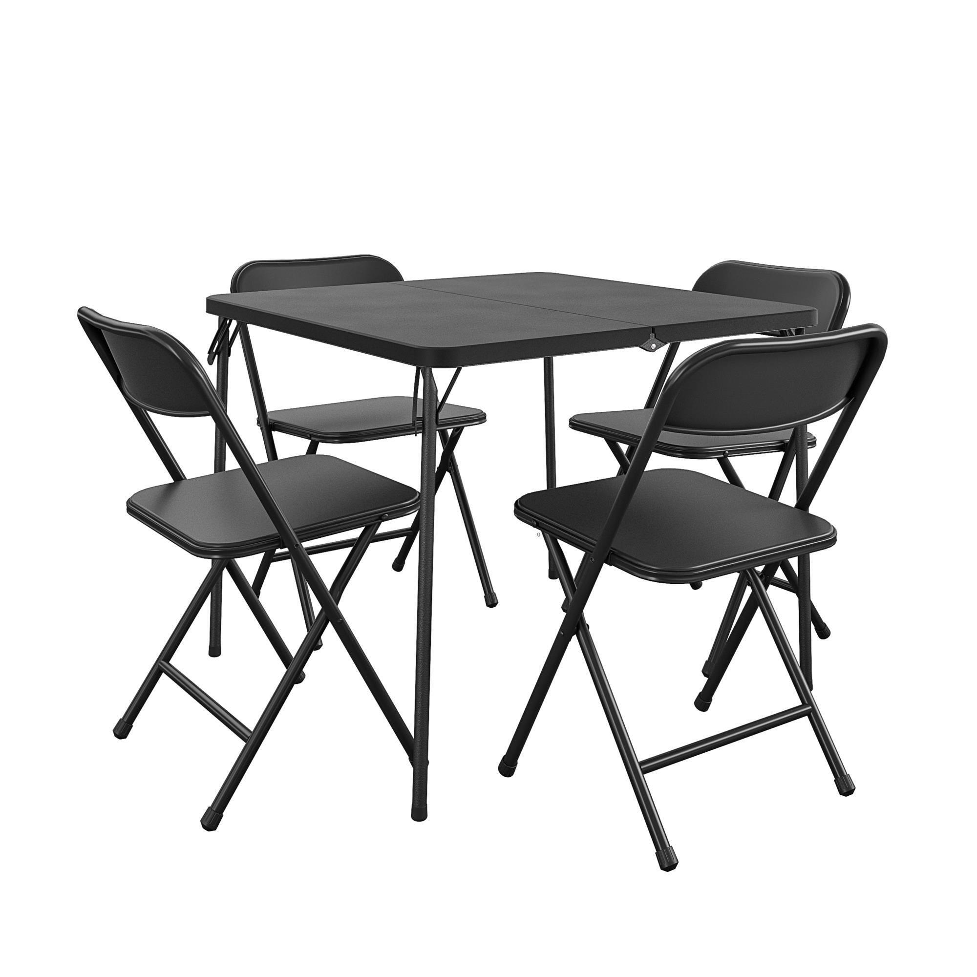 Cosco, 5-Piece Resin Folding Table Chair Dining Set, Primary Color Black, Included (qty.) 5, Seating Type Folding Chair, Model# 37458BLK1E